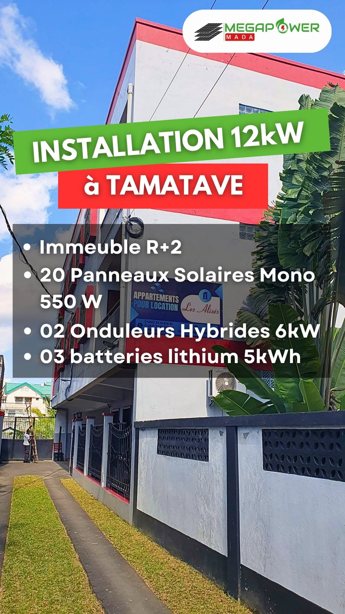 Installation hybride 12 kW à Tamatave